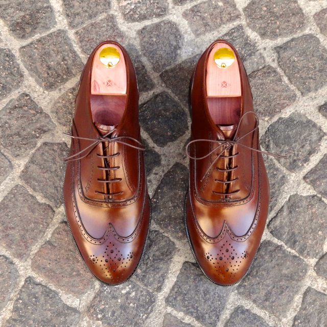 Handmade in full-grain Italian tanned chestnut calf