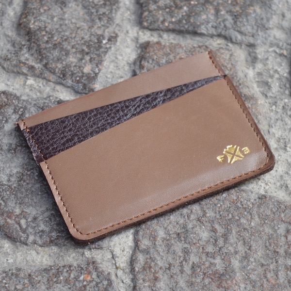 TRIESTE CARD CASE - Taupe & Wine