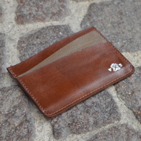 TRIESTE CARD CASE - Chestnut & Gray