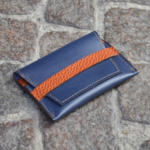 Blue & Tan Umbria Card Case, Front