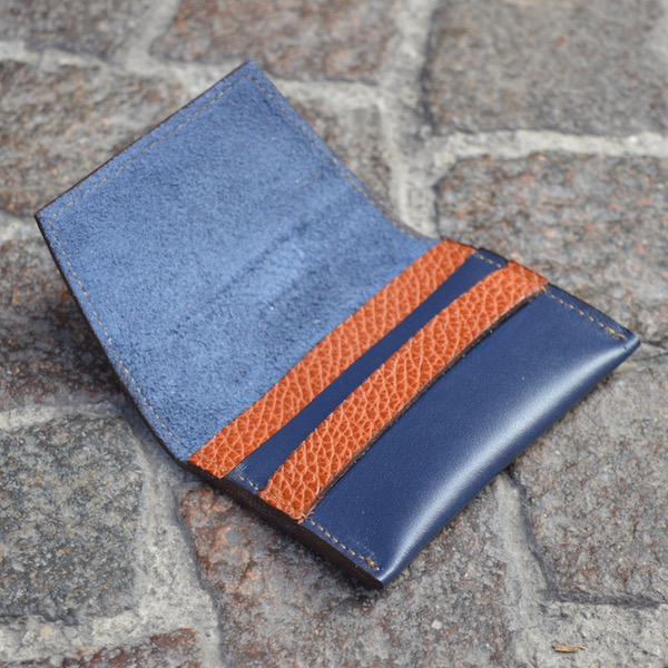 Blue & Tan Umbria Card Case, Open