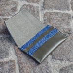 Dark Olive & Blue Umbria Card Case, Open