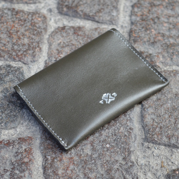 Dark Olive & Blue Umbria Card Case, Back