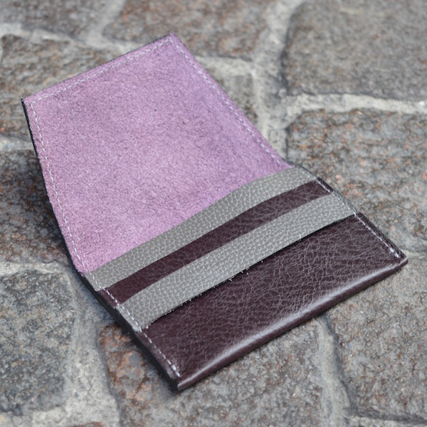 Wine & Gray Umbria Card Case, Open