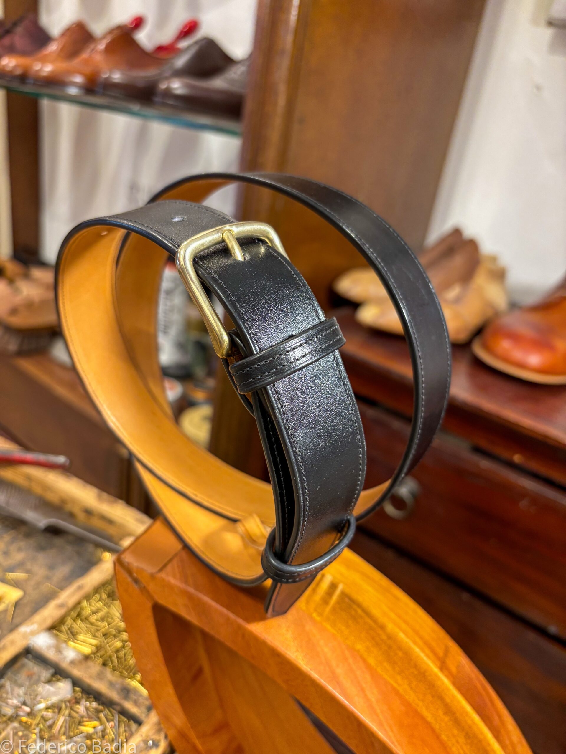 Black Roma Dress Belt Handmade by Federico Badia in Orvieto, Italy Black Roma Dress Belt Handmade by Federico Badia in Orvieto, Italy