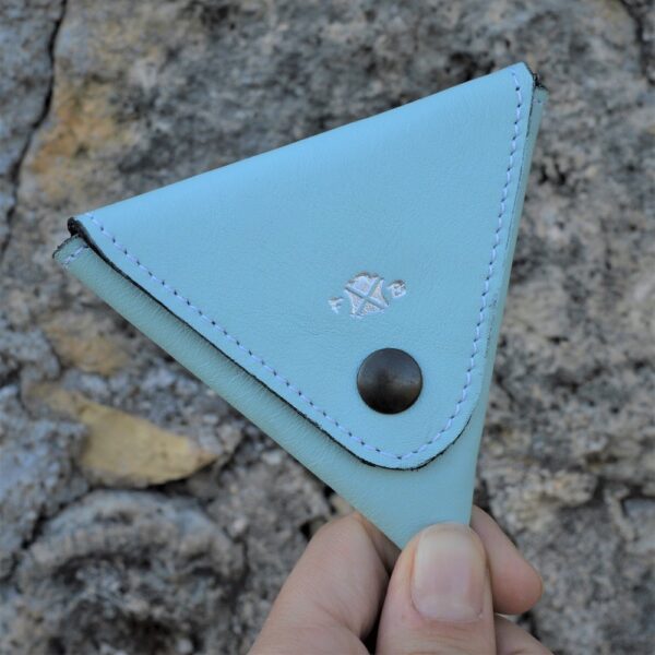 TRIANGLE COIN POUCH - Cyan
