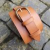 tan casual belt 3cm gold